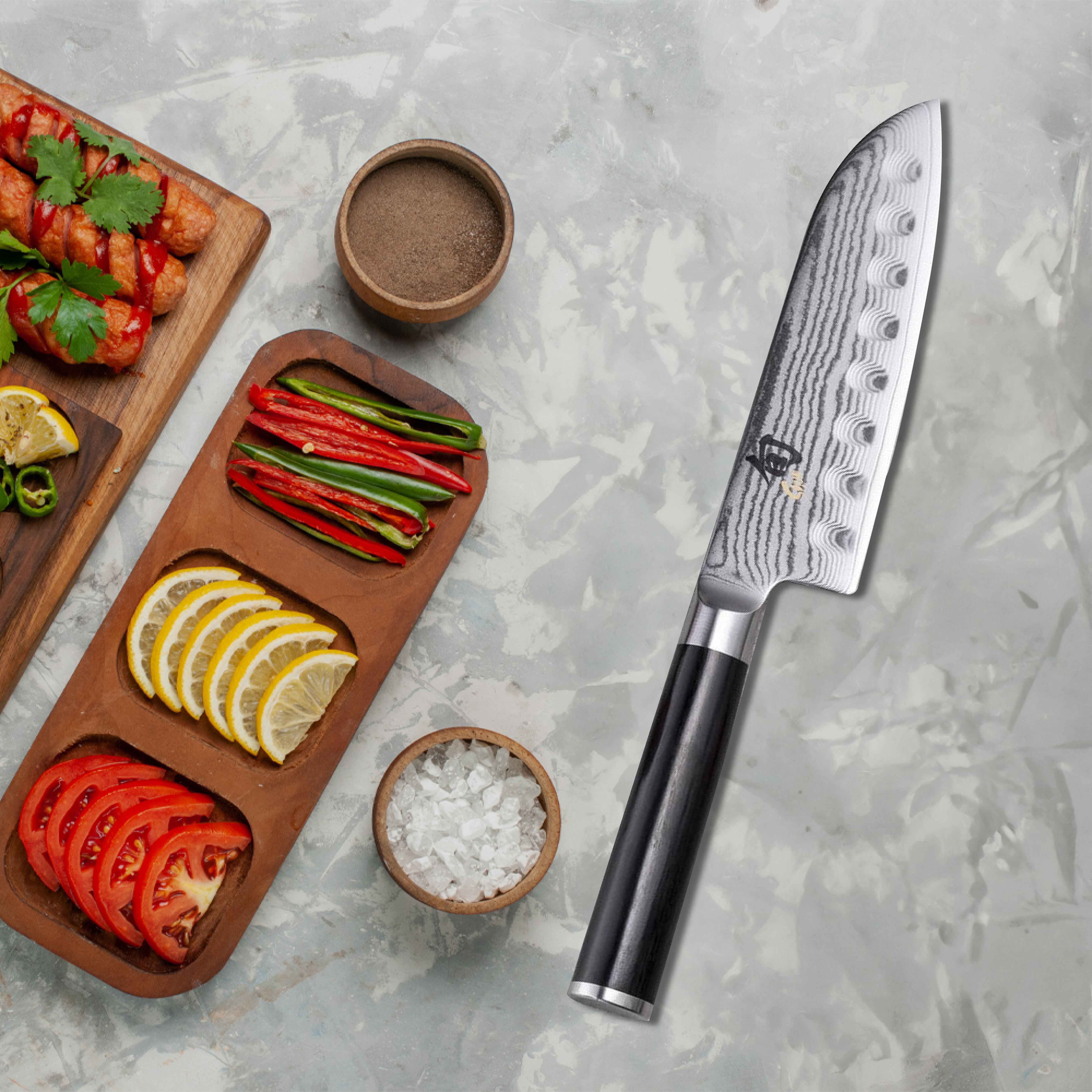 KAI Shun Classic Santoku Knife with Granton Blade, 5.5", [DM0740] - Image 5