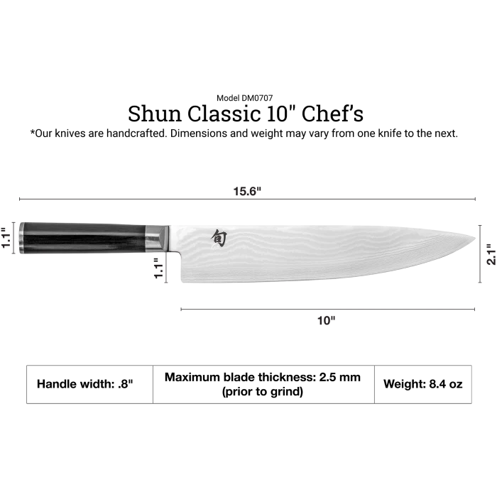 Kai Shun Classic Professional Chef Knife 10" [DM0707] - Image 3